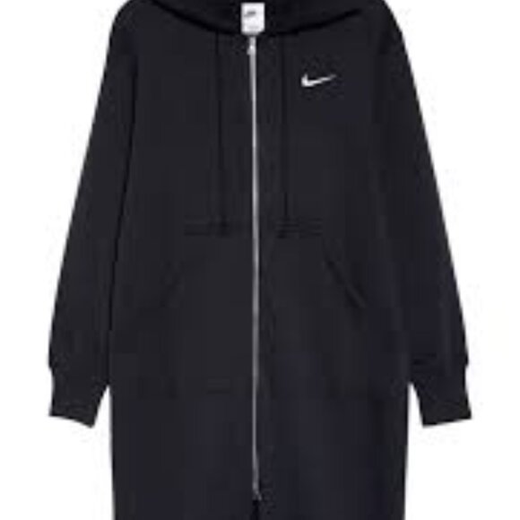 NIKE SPORTSWEAR Phoenix Fleece Oversized Long Full-Zip Hoodie in Black Sz MEDIUM - Picture 1 of 8